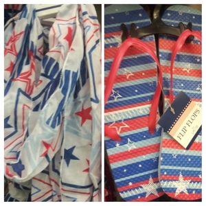 Flip flops & scarf/(Beach wrap) STARS & STRIPES